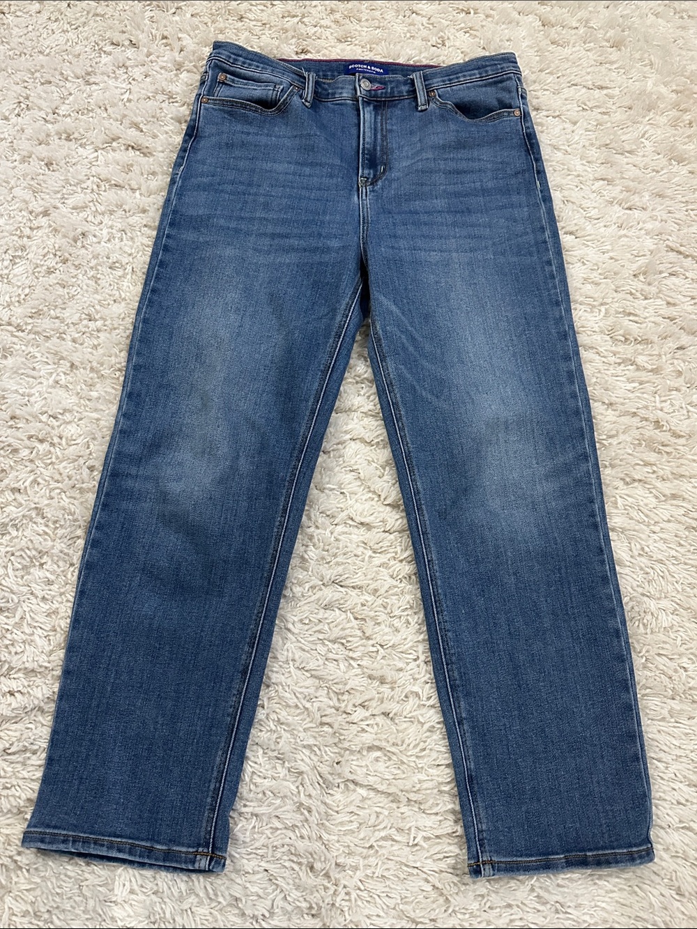 Scotch & Soda Women's High-Rise Medium Blue Straight Jeans